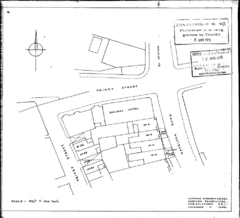Planning map showing location for Queensbury House 1951